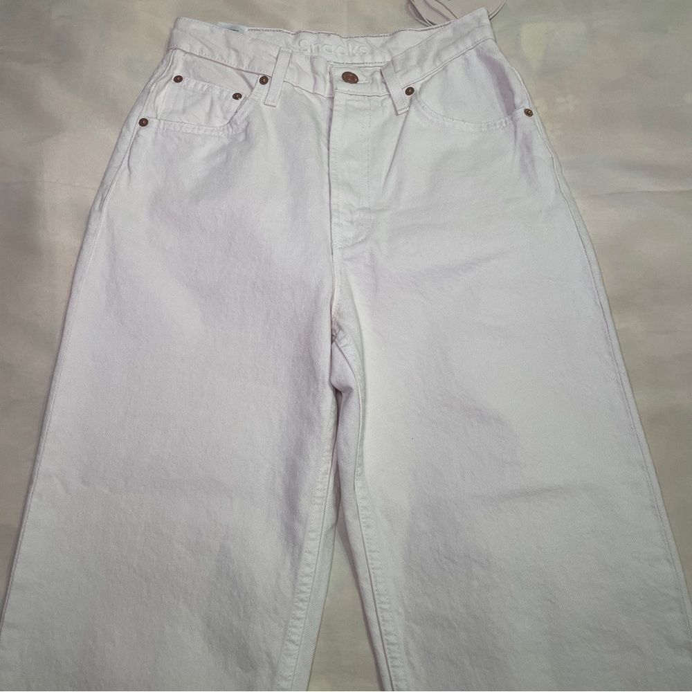 NEW! MOTHER- Snacks! High Waisted Double Stack Ankle Jeans Natural Size 25 - Picture 4 of 11